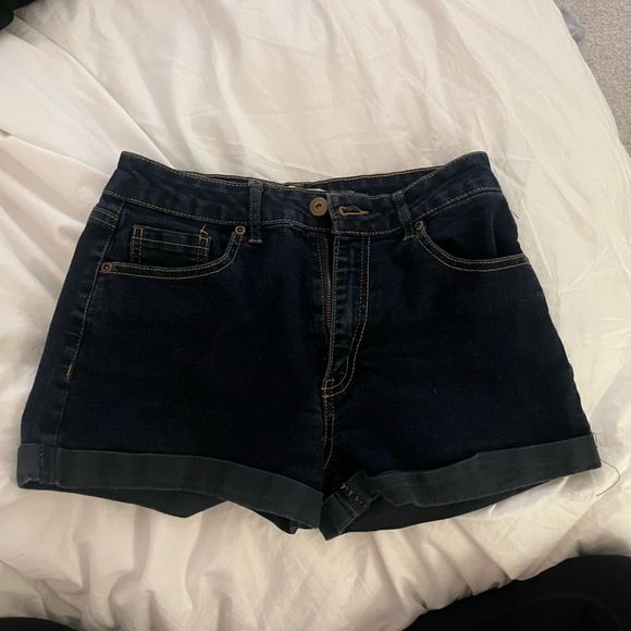 Dark Wash High Rise Denim Shorts - Picture 2 of 5